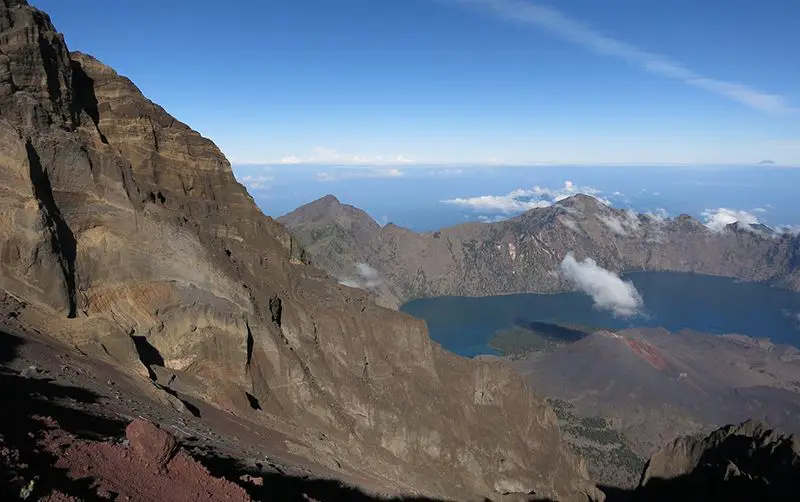 The view from mount Rinjani summit