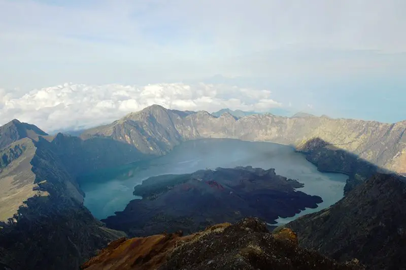 View from the top of mount Rinjani