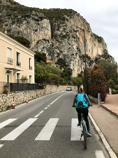 Cycling from Nice to Monaco on a cliff road