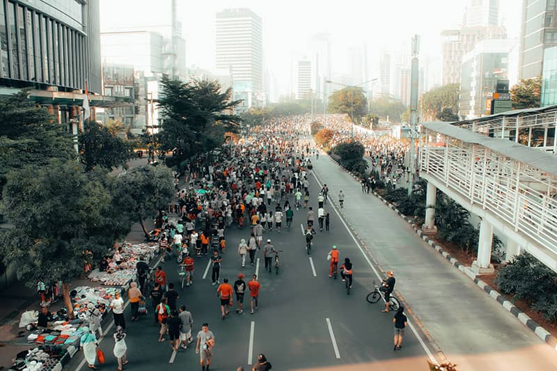Sunday market during Jakarta car-free day